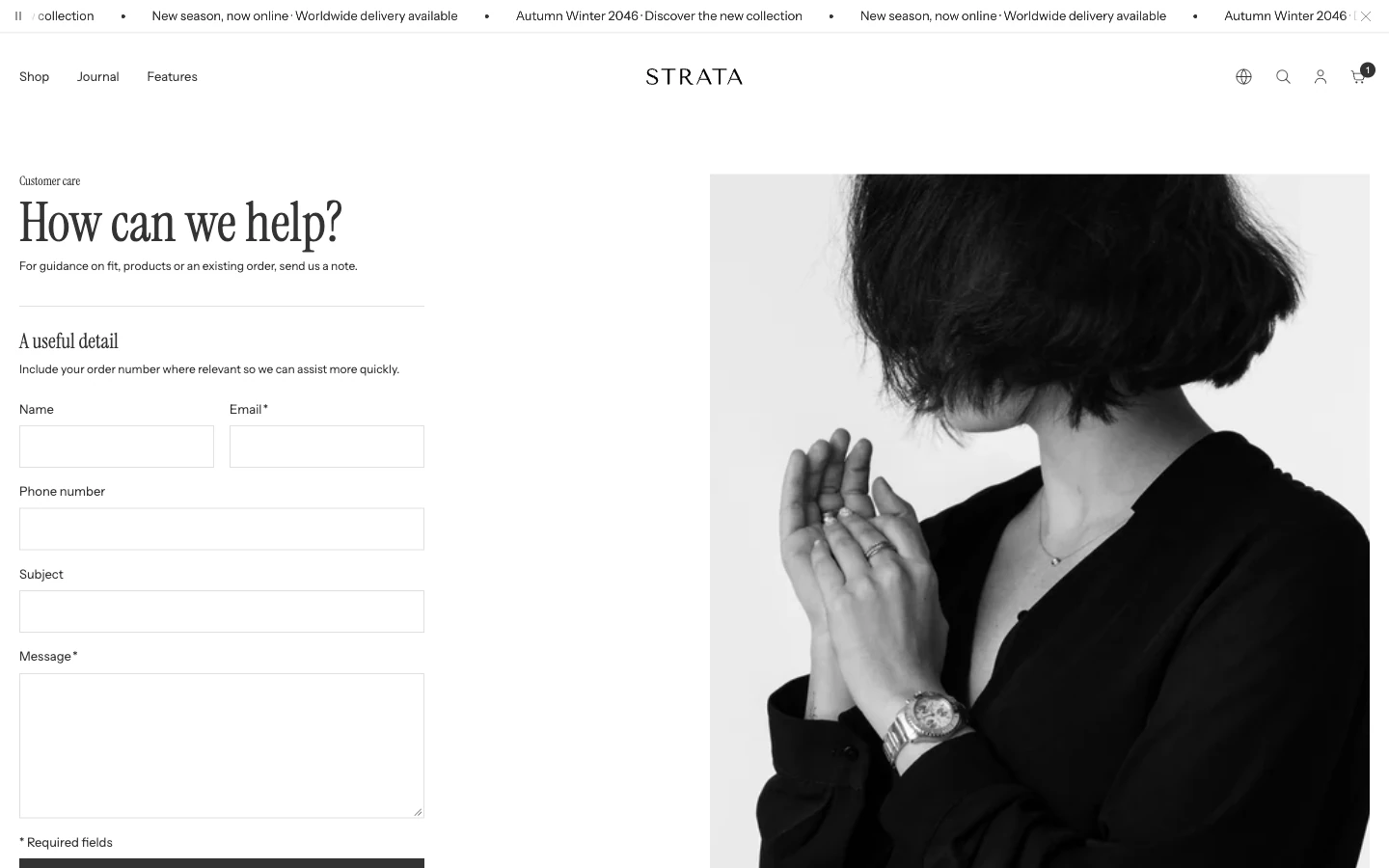 The same Contact form with the form on the left and the portrait on the right.