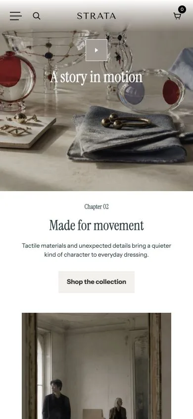 Mobile Multiple images with text example showing one item and the surrounding multi-item context.