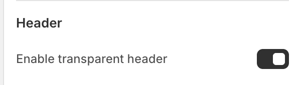 Collection banner Header settings in the Theme Editor: Enable transparent header.