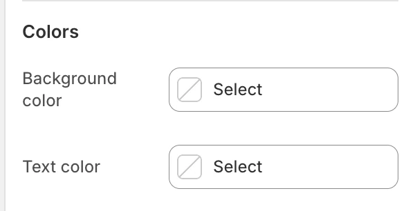 Featured product Colors settings in the Theme Editor: Background color, Text color.